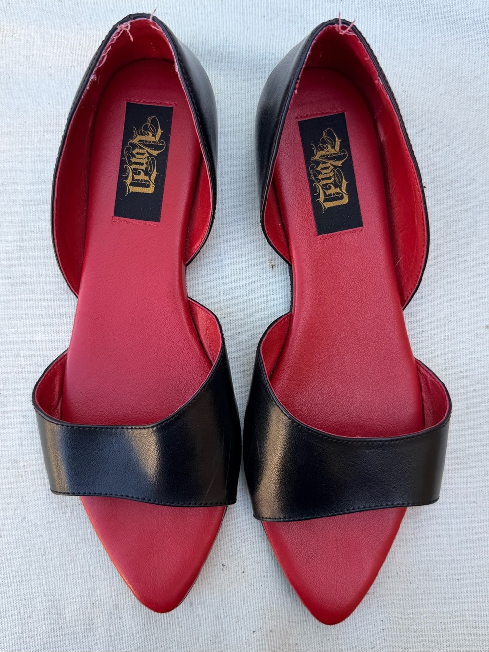 Women's Black & Red Von D Lizzy leather flats